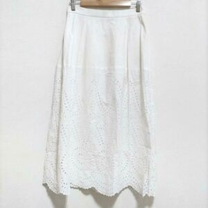 Stella McCartney White Cotton Eyelet Midi Skirt - Made in Hungary, Size 36